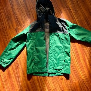 The North Face Kids Green and Black Raincoat